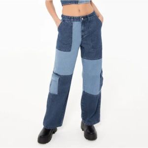 Another Girl-2 Tone Denim Combat Jeans